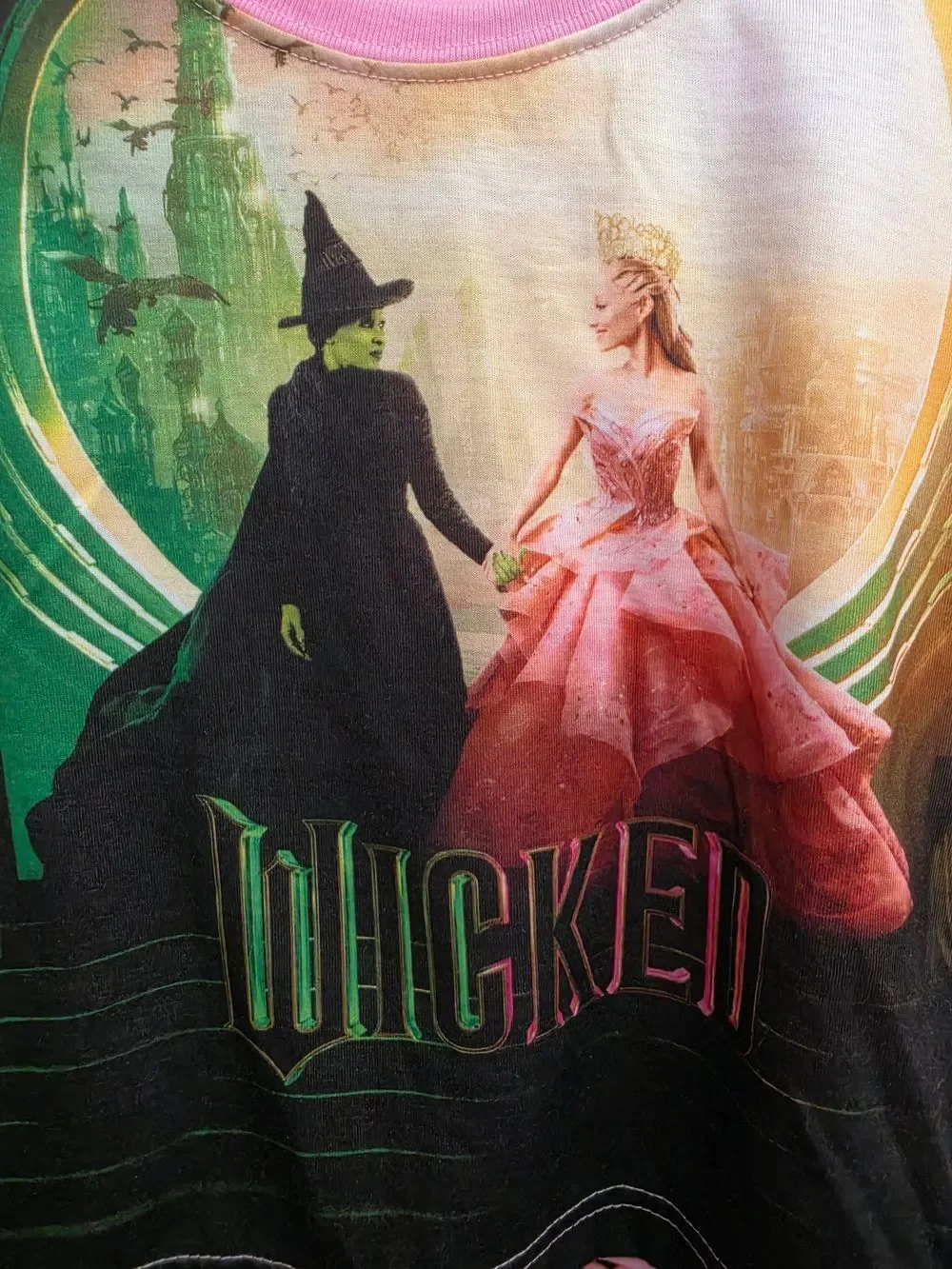 Wicked Girls Pajamas Set Shirt Pants Movie Elphaba Glinda Pink Green, NEW